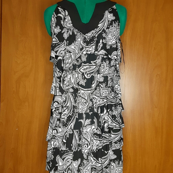 Black and White Paisley Patterned Ruffle Dress - Picture 5 of 7